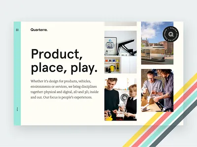 Quarterre home page hero home page landing page playful stripes web website