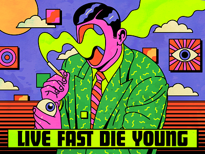 Live Fast Die Young design figurative art illustration pop art retro surrealism vector vintage