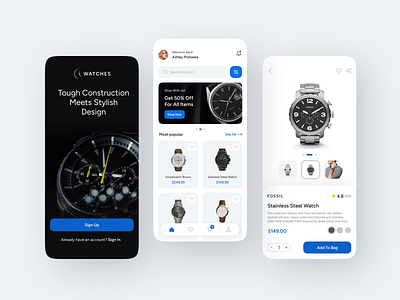 Watch Shopping Mobile App adrian app application design ecommerce figma gancarek graphic design ios online shopping shop store ui uidesign ux watch wrist wroclaw wrocław