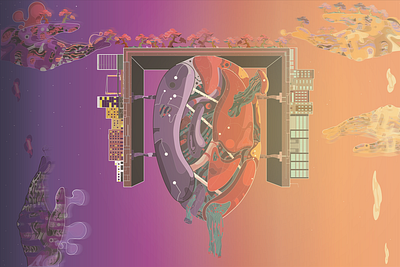 Robotic City illustration vector art