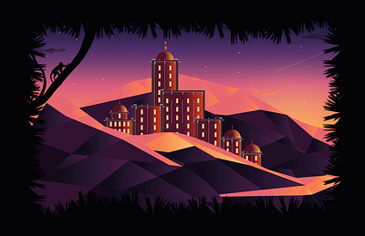 Castle in the Mountains illustration vector vector art
