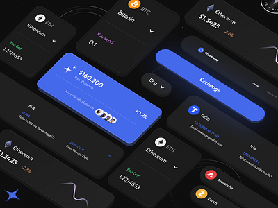 CryptoPay Components 3d bitcoin blockchain clean coin component crypto cryptocurrency cryptopay dark design ethereum bitcoin figma futuristic minimal modern ui ui design wallet