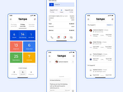 HostTempo - Mobile App app application booking design desktop app management app mobile design motion ui ui user interface ux vision trust webs