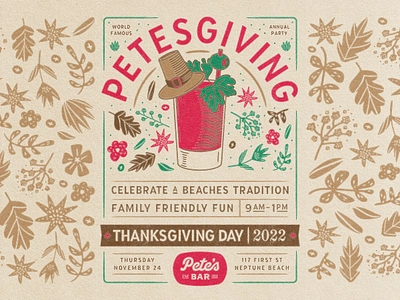 Petesgiving bar branding design event identity illustration thanksgiving type typography