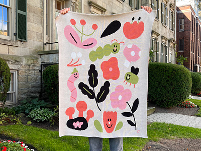 Garden Creatures Mini Blanket blanket decor homegoods illustration knit lovebug nursery onlinestore smallbatch