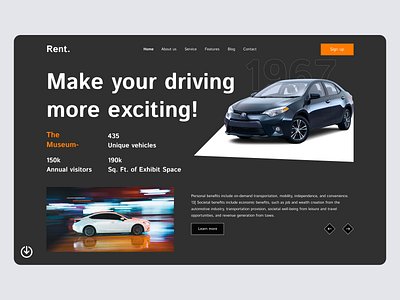 Rent Car Website Design agency animation automotive car landing page cars design landing page landing page design logo product professional shop supercar typography ui uidesign uiux web website websitedesign