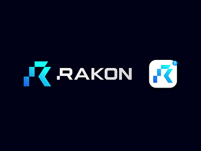 Rakon app icon abstract app branding business custom logo design design clean logo design logo flat gradient graphic design icon identity illustration logo logo designer modern typography vector wordmark