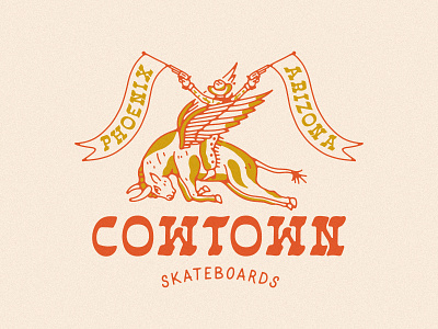 Cowtown Outlaw Cow apparel arizona banner boots cowboy cowgirl cowtown flying bull flying cow illustration merch outlaw phoenix shirt western wings