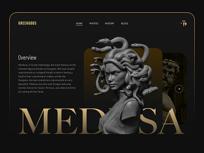 GREEKGOD MEDUSA (Web Header) concept ui graphic design greek art greekgod design header section medusa header mythological art typography ui ui design ui ux web design web ui