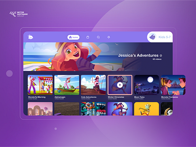 Custom Roku channel: Intuitive VOD app for Kids business design film kids live movie netflix ott platform player roku rokuapp service stream streaming tvapp ui video videoapp vod
