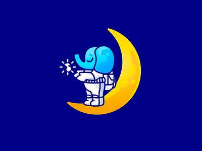 Musiverse blue brand branding cosmos design elephant identity illustration logo logotype melody month moon shine star suit