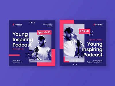 Podcast Branding Promotion audio branding broadcast business coach creative episode instagram post lifestyle live mentor modern multipurpose online podcast promotion social media templates streaming webinar young