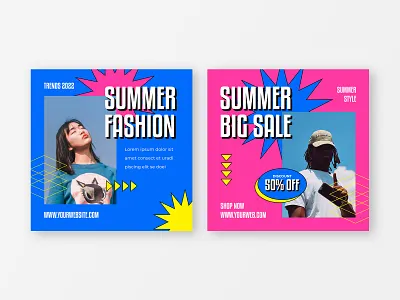 Summer Fashion - Instagram Promotion 90s abstrack ads arrival banner brand branding clerence discount fashion instagram lifestyle post promo promotion sale style summer template women style