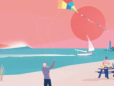 Family time alzheimer artwork beach chill digital illustration digitalart evening family france holidays illustration illustrator old pop art summer time