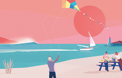 Family time alzheimer artwork beach chill digital illustration digitalart evening family france holidays illustration illustrator old pop art summer time