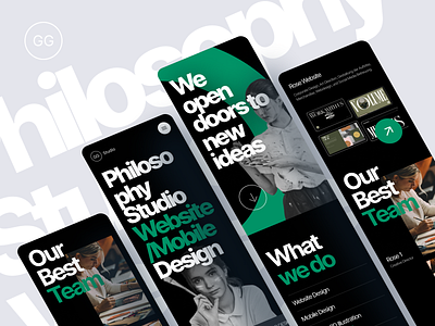 Creative Agency - Responsive Design agency best creative dark green landing page mobile view portfolio responsive service services studio team web web design website