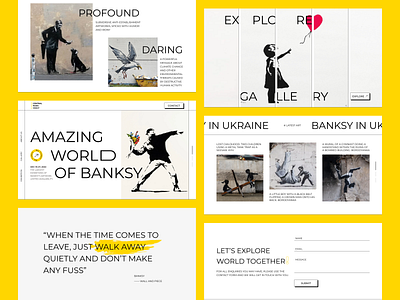 Amazing World of Banksy LP app art artwork banksy branding design design team exhibition fonts graphic design illustration landing landing page lp minimalism movadex typography ui