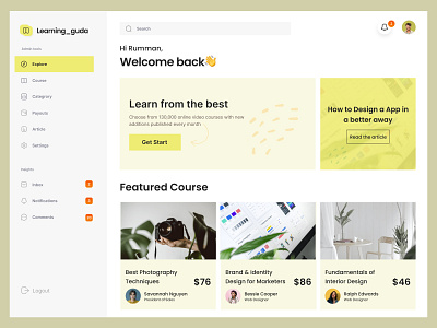 Learning Management Admin Dashboard course dashboard ui e learning edtech education education platform learning learning dashboard minimal online course online school startup student ui ux webdesign