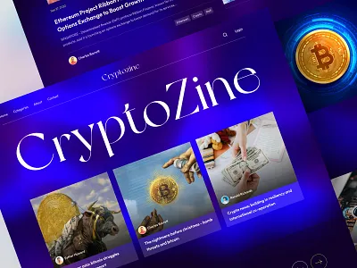 Cryptozine - Crypto Blog Landing blockchain blog blog landing creative crypto crypto blog crypto website defi ethereum landing page magazine metamask minimal nft nft website nfts token ui uidesign web