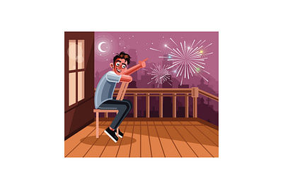 Watching Fireworks Graphics Illustration recreation