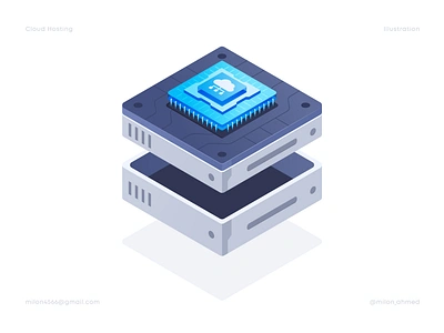 Cloud Hosting / Server (Isometric Illustration) cloud cloud hosting cloud server computer digital art domains futuristic illustration host hosting illustration internet isometric illustration machine server servers tech illustration technologies ui illustration vector web