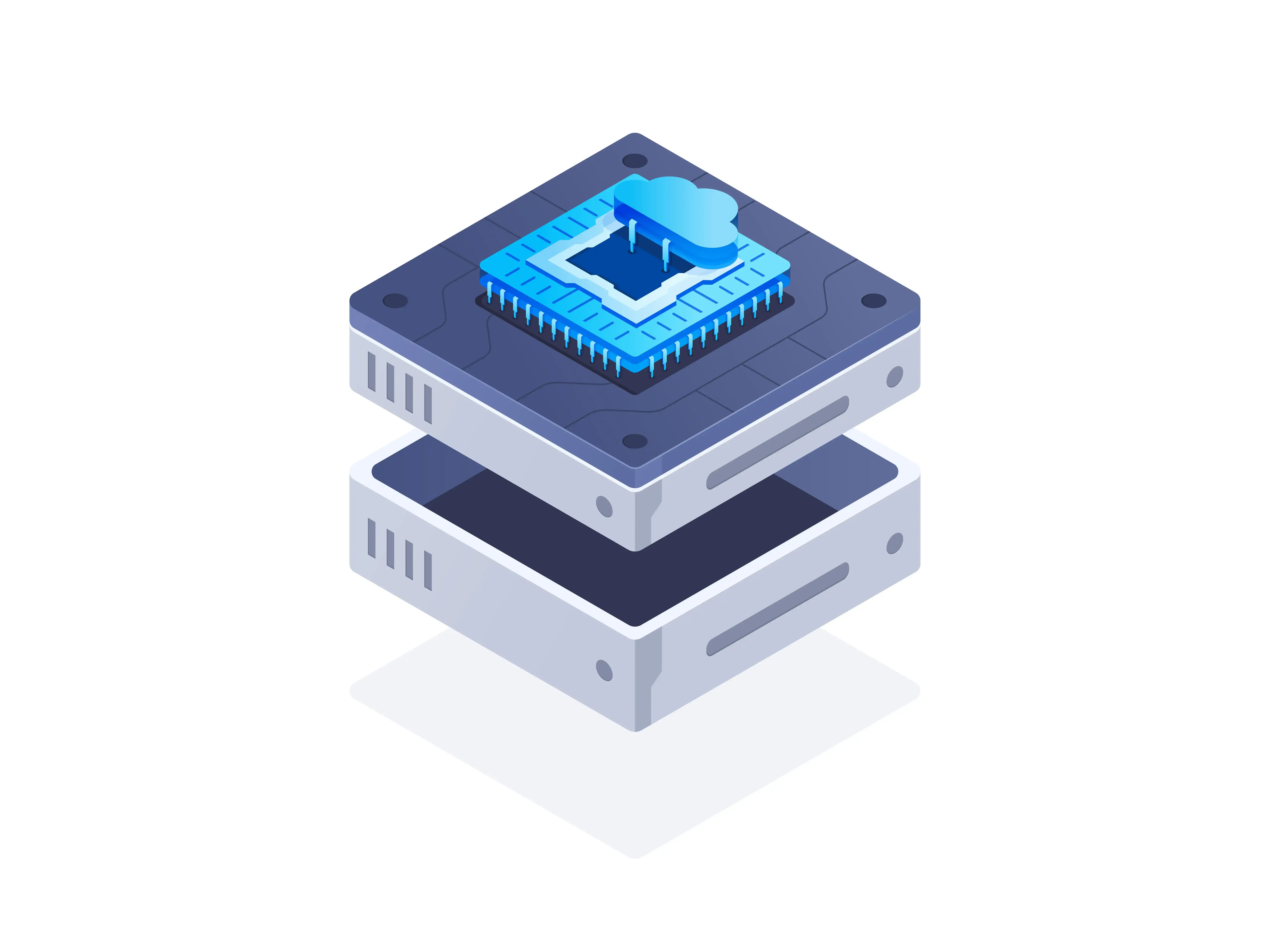Cloud Hosting / Server (Isometric Illustration) cloud cloud hosting cloud server computer digital art domains futuristic illustration host hosting illustration internet isometric illustration machine server servers tech illustration technologies ui illustration vector web