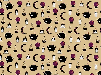 Witchcraft pattern cauldron design graphic design halloween illustration magic magicball moon pattern vector witchcraft