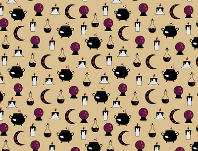 Witchcraft pattern cauldron design graphic design halloween illustration magic magicball moon pattern vector witchcraft