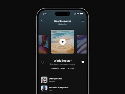 Music App: Playlists 🎵 ambient light app application clean concept design digital figma interface ios iphone minimal minimalist mobile music play playlist spotify ui ux