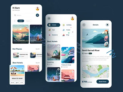 Travel service - Mobile app android app design app development destination hotel booking ios app mobile app mobile design mobile ui tour travel agency travel service traveling uiux