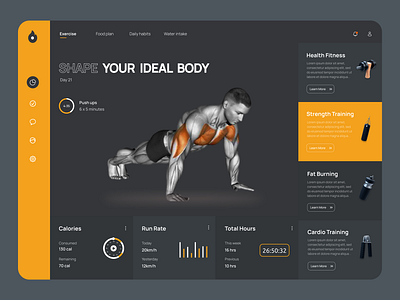 Fitness Dashboard Redesign dashbaord design exercise dashboard design fitness dashboard ui design