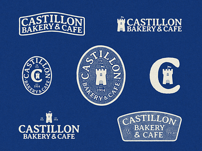 Castillon Bakery & Cafe badges bakery brand identity branding cafe castle coffee design graphic design illustration illustrator lettering logo logo design logos retro type type design typography vintage