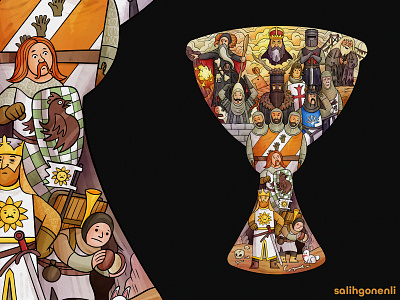 Holy Grail caricature cartoon character design cute digital art editorial fan art hand drawn holy grail illustration monty python movies pop culture poster