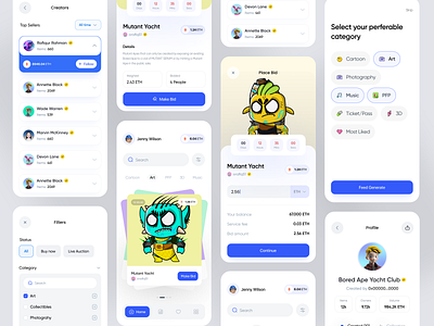 NFT Marketplace Mobile App app design artist binance bitcoin blockchain crypto art crypto wallet cryptoart cryptocurrency ethereum invest mobile design nft nft market nftart rarible token trading uiux web3