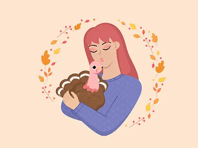 Happy Thanksgiving Day character cooking design dish food girl graphic design happy holiday illustration people thanksgiving turkey vector weekend