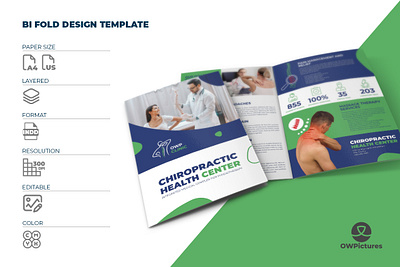 Chiropractic Services Clinic Bi-Fold Brochure business care center corporate design doctor flyer food health hospital illustration leaflet logo medical pain poster