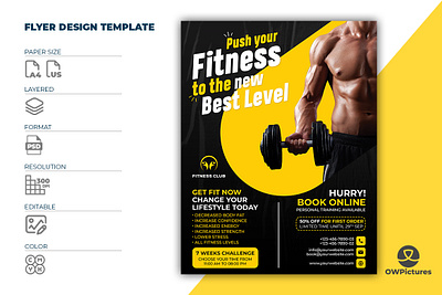 Fitness - GYM Flyer Template business club corporate design fitness flyer food gym illustration leaflet poster sport