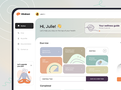 Meditation and Wellness webapp admin dashboard emotions meditation mind profile psychology recovery saas streaming service therapy to do trendy ui ux webapp webdesign wellbeing wellness yoga