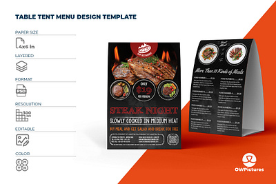 Grill Steak Table Tent Template business corporate design fast food flyer food food menu illustration leaflet poster restaurant