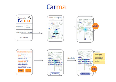 Carma - Design for technion student idea for sharing your ride app branding design graphic design illustration logo typography ui ux vector