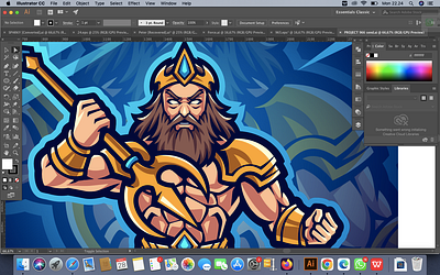 Poseidon Esport Mascot Logo Design animation branding graphic design greek logo myth poseidon zeus
