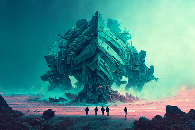 Wreckage 1 ai art color concept design digital gradient illustration light midjourney minimal painting simple