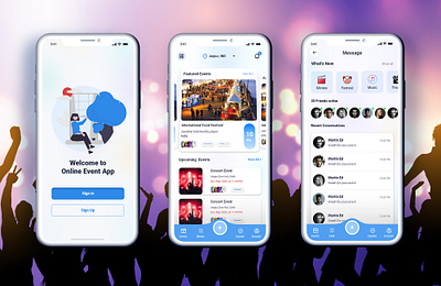 Online Event Management and Chat App android booking app community concert date dinner event event app festival ios lantern meetup mobile party party app schedule social ticket ticket app uiux