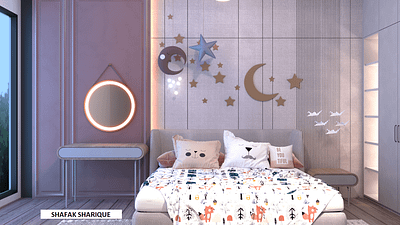 Kid's room design interior textures