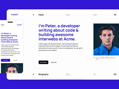 Kreate ✦ Kirby CMS Theme + Figma animation dark figma ui kit kirby kirby cms portfolio profile template theme typography