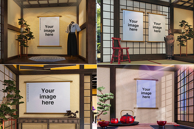 Japanese Temple Poster Mockups chinese class horizontal japanese meditation mockup object old peace photoshop poster scenes smart spirituality template temple vertical yoga zen