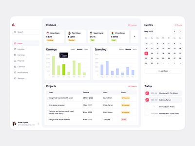 Client Management Platform – Web App branding calendar chart clean client company design agency dribbble fintech invoice minimal ui ui design ux webapp