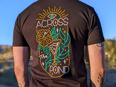 Across The Pond Shirt Design design illustration lettering merch minimal neon restaurant shirt t shirt
