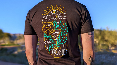 Across The Pond Shirt Design design illustration lettering merch minimal neon restaurant shirt t shirt