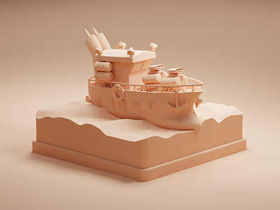 Fishing Boat II 3d blender blender3d boat clay clayrender illustration isometric maritime ocean sea ship shipping